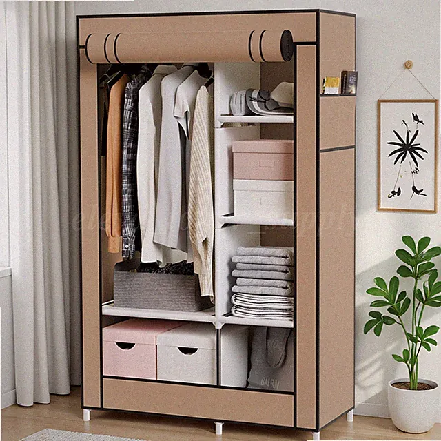 6 fächer Kleiderschrank Stoffschrank Faltschrank Garderobenschrank Faltbar NEU