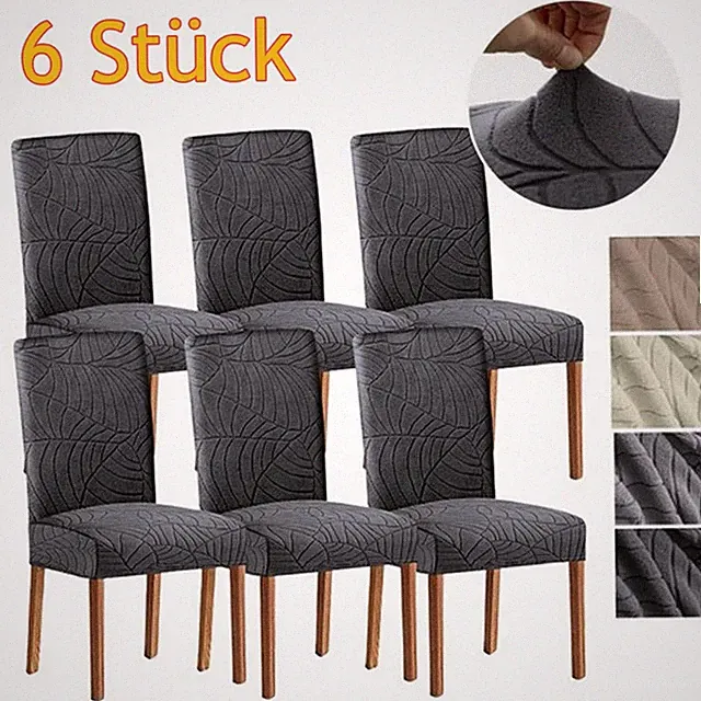 6 Stück Abnehmbare Stretch-Stuhlhussen Für Esszimmer Hochzeit Party