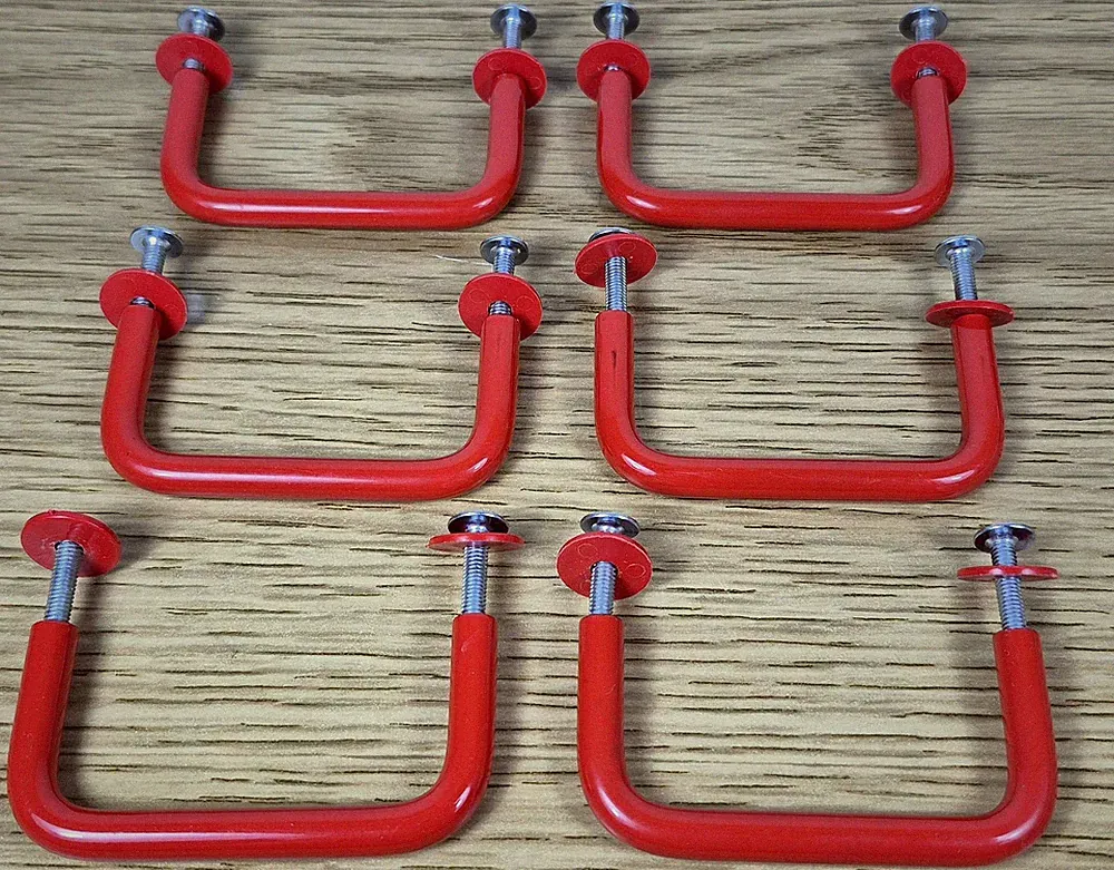 6 Stück Metall Möbelgriffe rot neu