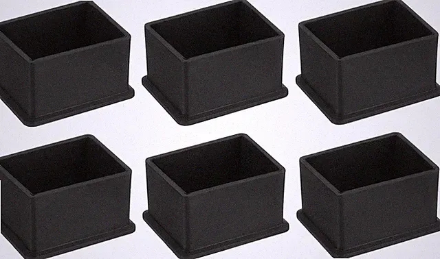 6 Stück PVC Quadratische Stuhlbeinkappen, 40mm x 30mm OD Schwarze Möbelfüße Pads