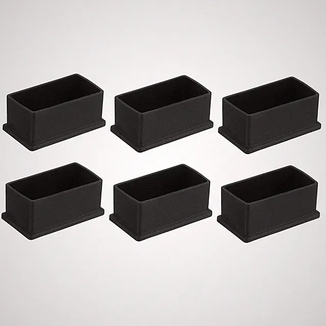 6 Stück PVC Quadratische Stuhlbeinkappen, 60mm x 30mm OD Schwarze Möbelfüße P...