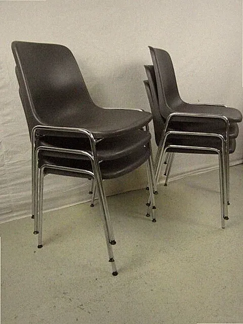 6 Stühle Set Design Kunststoff Mauser Stuhl 1991 Chrom Sitzmöbel Stapelstuhl Rar