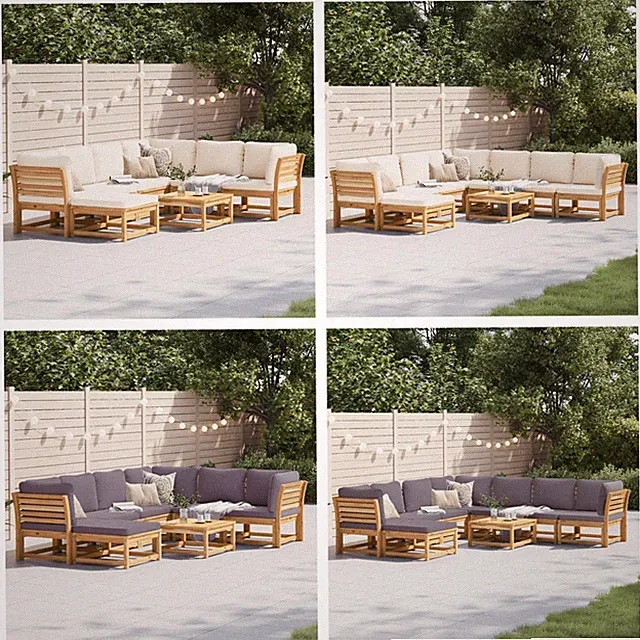 6-tlg. Garten-Lounge-Set mit Kissen Massivholz Akazie Sitzgruppe mit Kissen Sofa