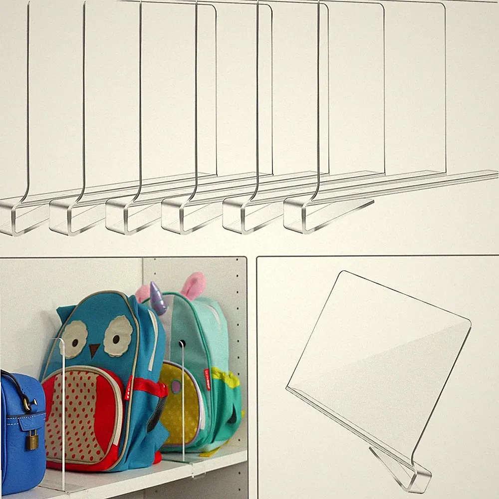 6 Transparente Acryl Regaltrenner Kleiderschrank Regalteiler Organizer für Laken