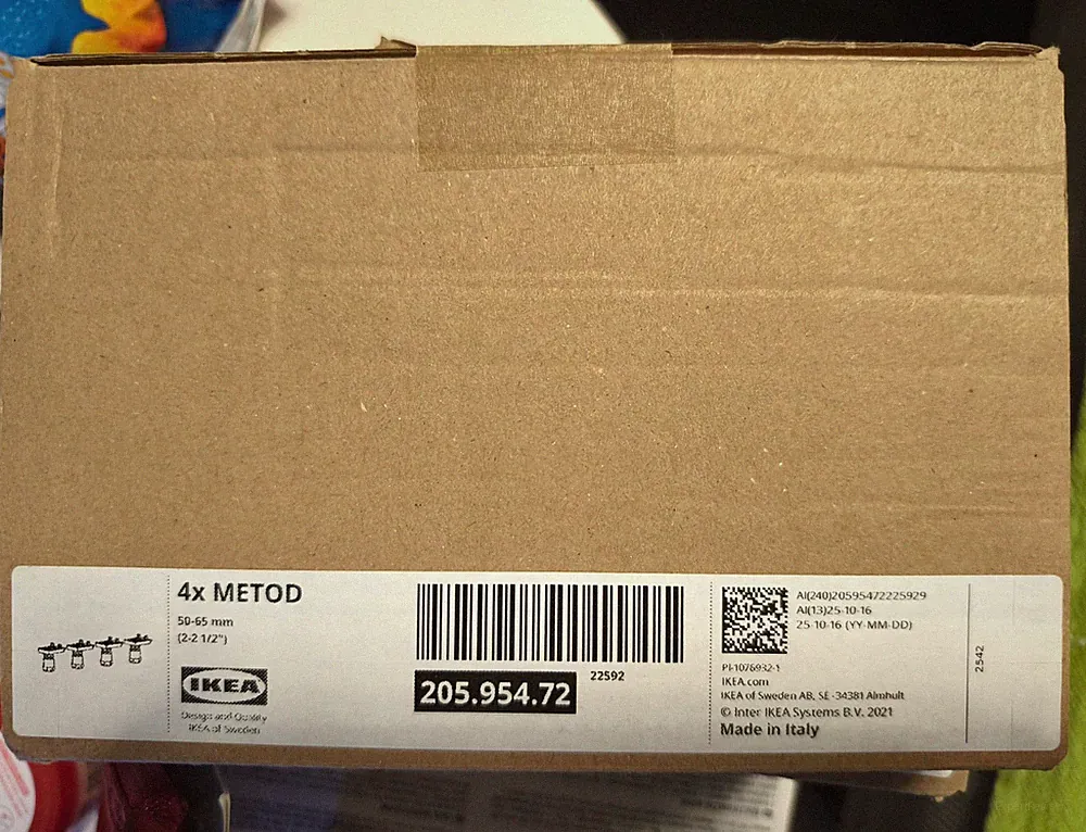 6 x IKEA METOD Möbelfüße verstellbar 50-65 mm 4er Pack 205.954.72