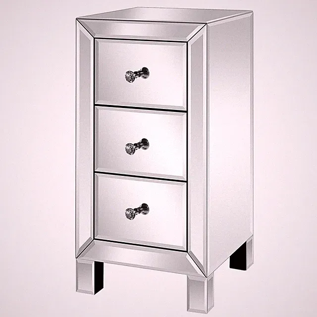 60cm Nachtschrank Glas Kommode MDF Nachttisch mit Nachtkommode Kommode Schrank
