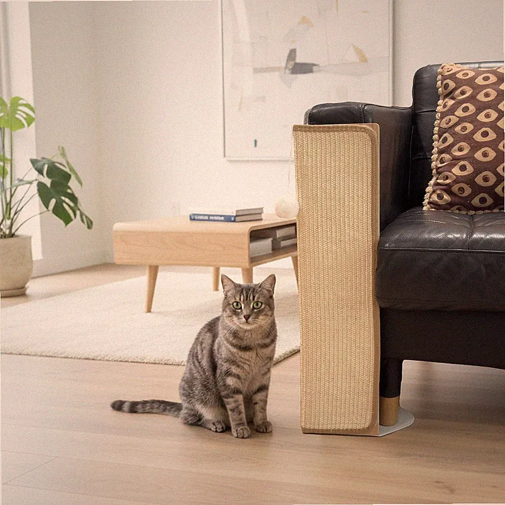 60cm Sisal Kratzbrett Sofaschutz Kratzmatte Möbel Couch Schutz Katzen mit Ball