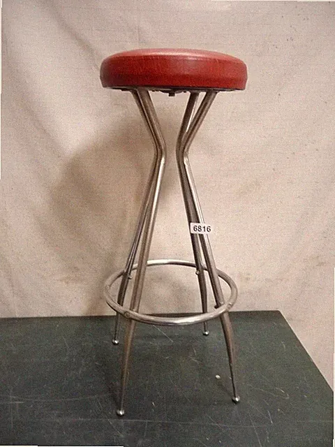 6816. Alter Hocker Barhocker Bauhaus Hocker Fußgestell Chrom ca. 1930