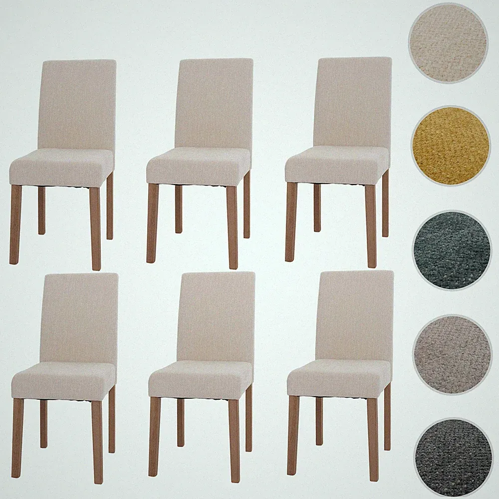 6er-Set Esszimmerstuhl Littau, Stuhl Küchenstuhl Hochlehner, Stoff Chenille Holz