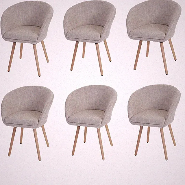 6er-Set Esszimmerstuhl Vaasa T633, Stuhl, Retro 50er Jahre, Textil, creme/grau