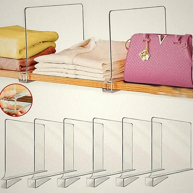 6x Transparente Acryl Regalteiler Kleiderschrank Trenner Organizer für Schrank