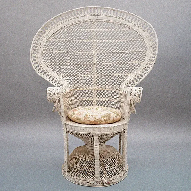 70s Emmanuelle Peacock Chair Korbstuhl weiß Wicker Chair 2.AIO