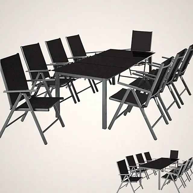 8+1 Sitzgruppe Aluminium Garten Möbel Tisch Stuhl Essgruppe Gartenset Klappbar