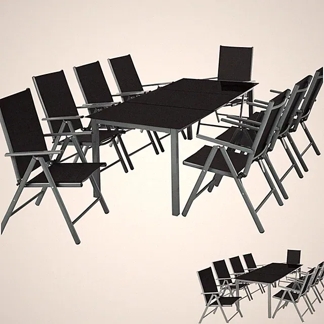 8+1 Sitzgruppe Aluminium Garten Möbel Tisch Stuhl Essgruppe Gartenset Klappbar