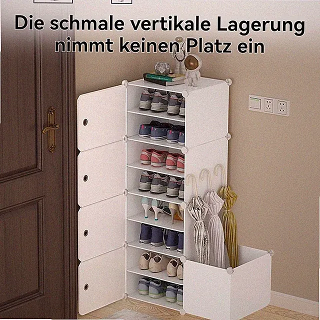 8 Ebenen Schuhschrank Schuhregal Schuhablage Schuhständer mit Regenschirmlager