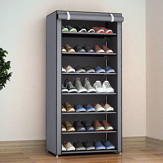 8 Ebenen Schuhschrank Schuhregal Schuhablage Schuhständer Schuhaufbewahrung Grau