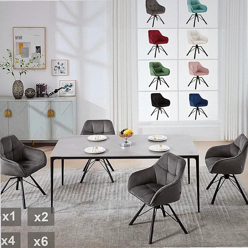 8 Farben Esszimmerstühle Drehbarer Design Stuhl Samt Polsterstuhl mit Armlehne