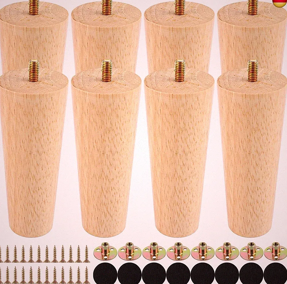 8 Stück 12cm Eiche möbelfüße Holz Möbelfuß Massivholz Holzfüße für Möbel mit Mon