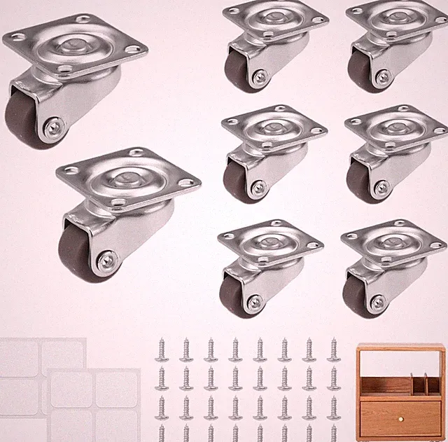 8 Stück Kleine Möbelrollen Lenkrollen, 360 Grad Mini Räder Lenkrollen | Klein Dr