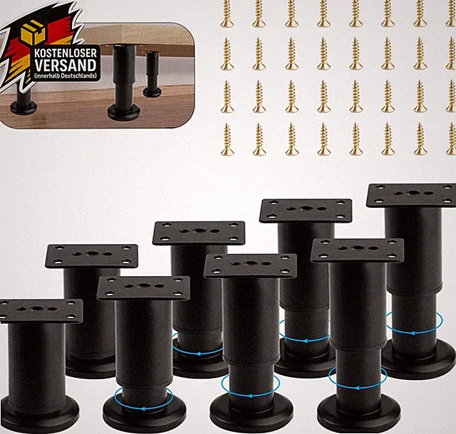 8 Stück Möbelfüße Verstellbar, Edelstahl Möbelfuß Höhenverstellbar 120Mm-180Mm