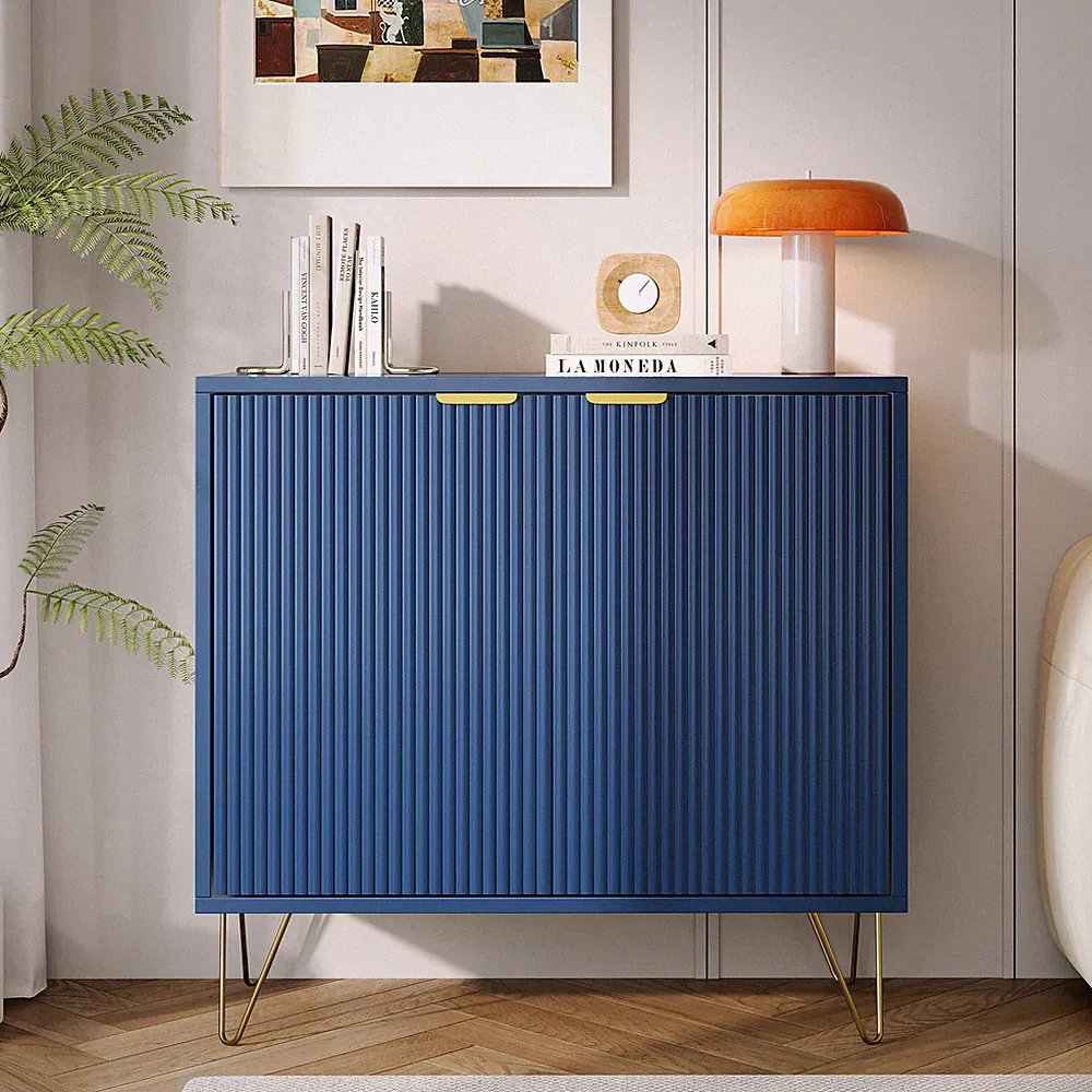 80×78×40cm Zweitüriger Kommode Aufbewahrungsschrank Schrank Kommode Dunkelblau
