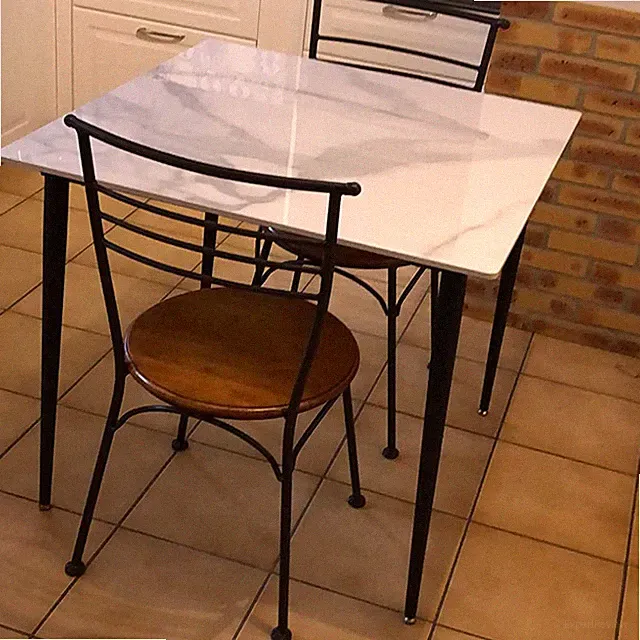 80CM Marmor Esstisch Esszimmertisch Küchentisch Speisentisch für Zuhause Familie