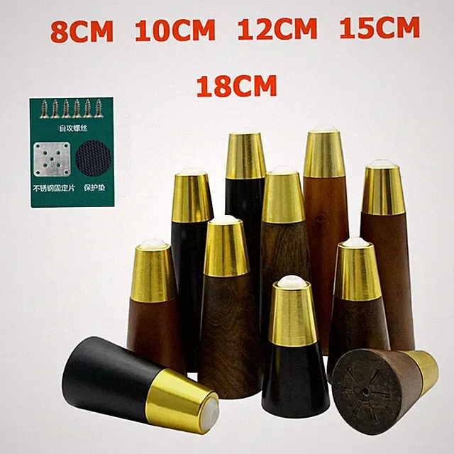 80mm - 180mm Massivgummi Holz Möbelbeine gerade konisch Ersatz Sofa Schrank Füße