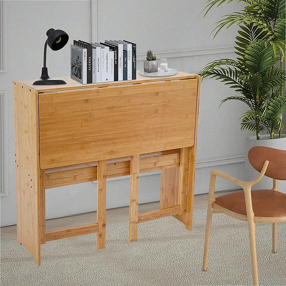 83×54×76cm Klappschreibtisch mit Lagerregale, Schreibtisch Klappbar Holzfarbe