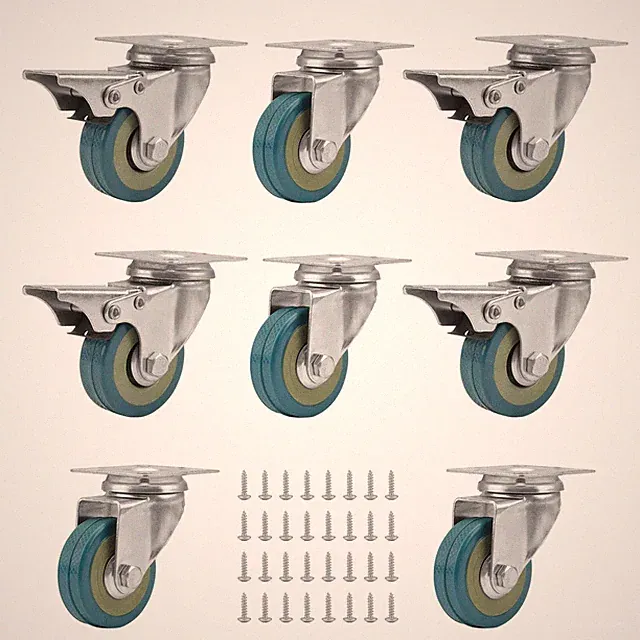 8er 50mm Rollen für Möbel Set, 360° Drehbar Lenkrollen Möbelrollen mit Bremse...