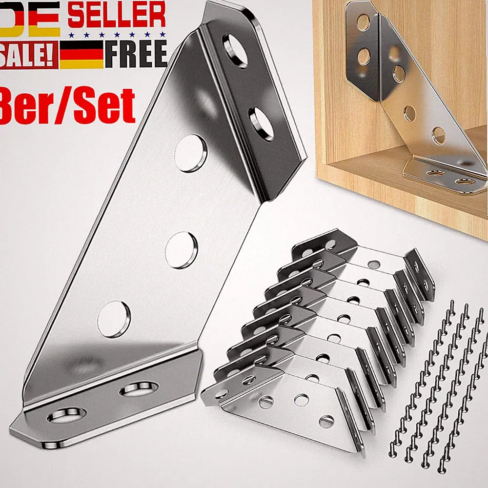 8X Edelstahl Eckverbinder Universal Möbel Winkelverbinder für Holzregale Tische