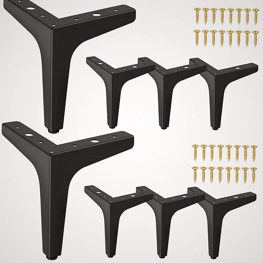 8x Möbelfüße Stahl Schwarz Schrankfuß Möbel Beine Füße Kleiderschrank 15-17cm