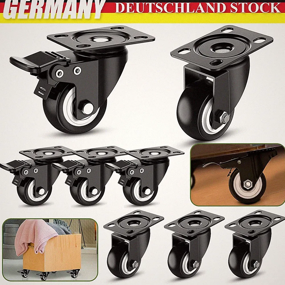 8x Schwerlastrollen Für Möbel 50mm 400kg Transportrollen Lenkrollen mit Bremse