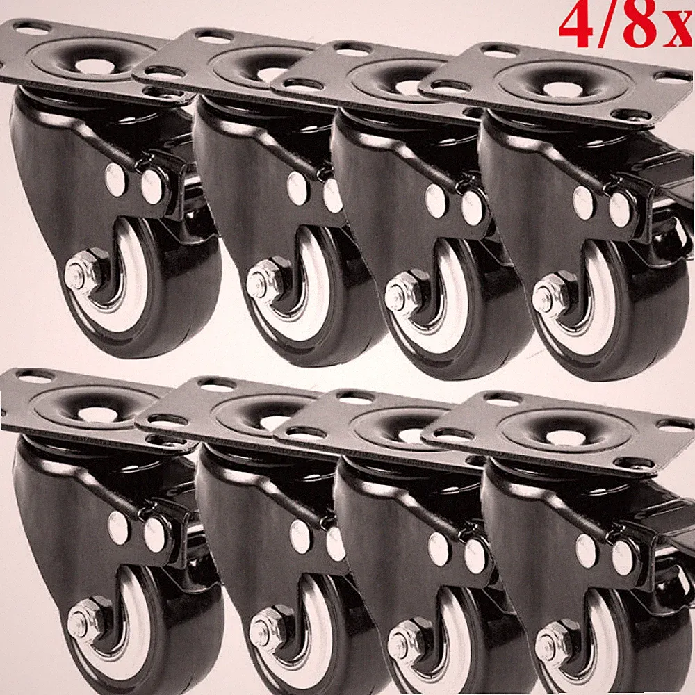 8x Schwerlastrollen Für Möbel 50mm 400KG Transportrollen Lenkrollen Mit Bremse