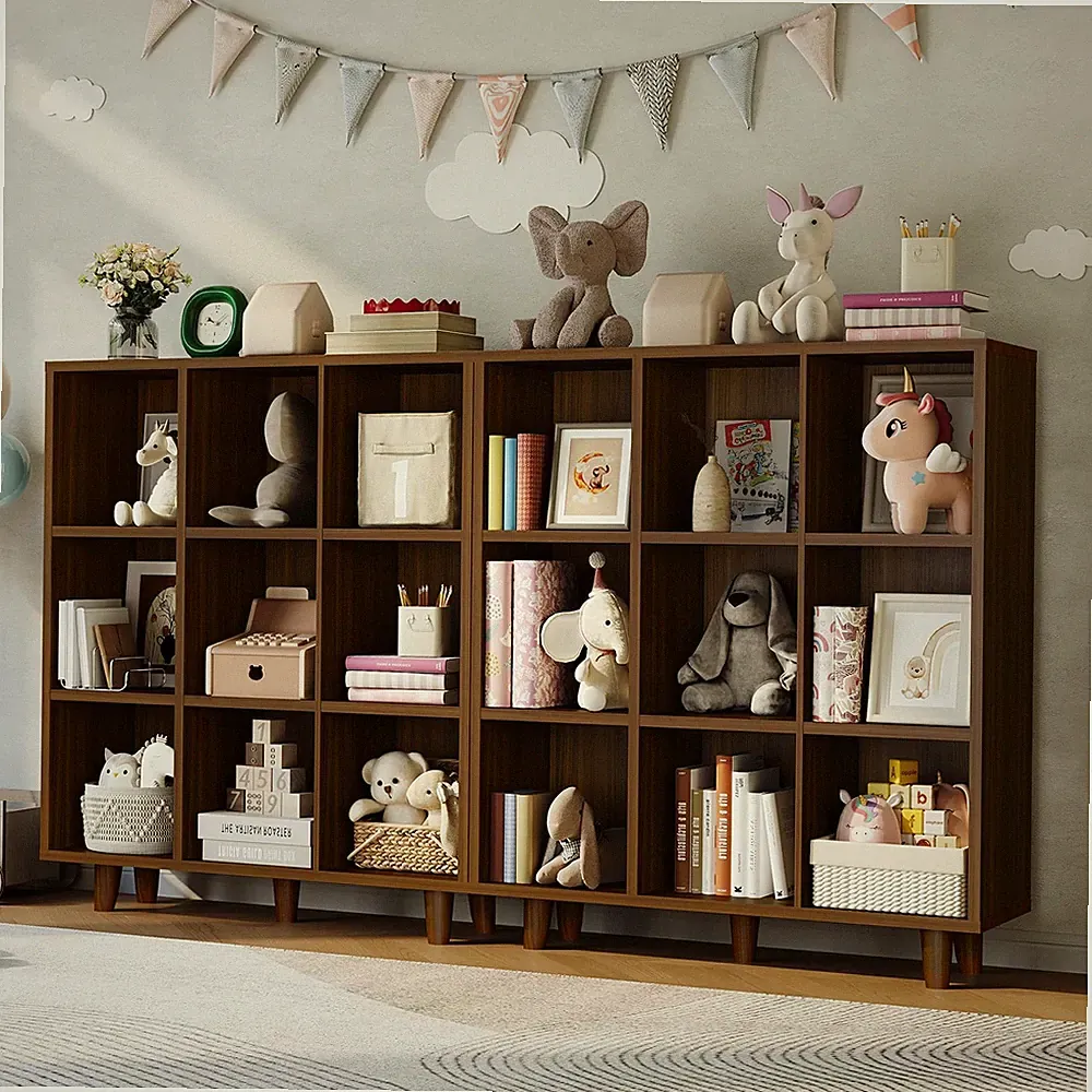 9 Fächer Bücherregal Bücherschrank Retro Regal Standregal Büroregal 37.4x43x12"