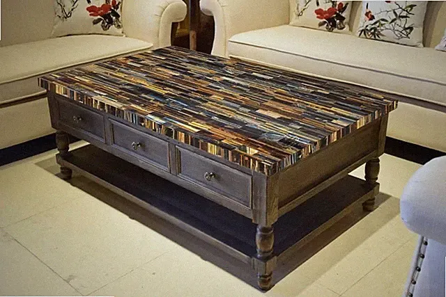 91.4cm x 55.9cm Blau Tiger Ösen Table Top/ Platten/ Zähler Top Handmade Kunst