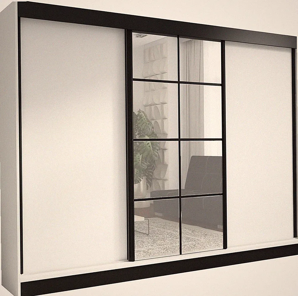 A&J Möbelland Schwebetürenschrank Oravelle 200cm 3-türig Weiß