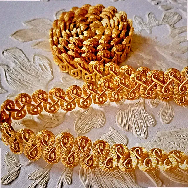 ab 5m Posamentenborte 1,4cm breit gold Spitze Deko,-Brokatborte Bänder DIY DE