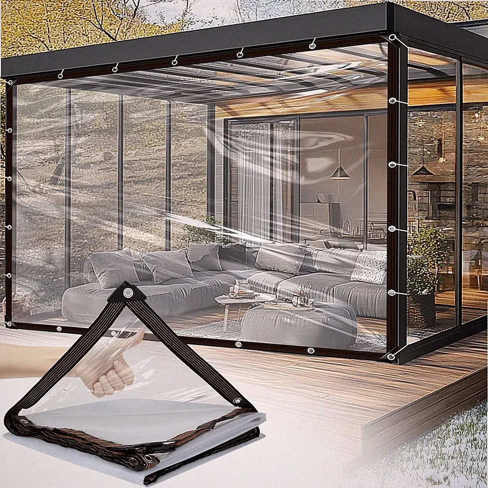 Abdeckplane transparent PVC 1,5x2m wasserdicht Aussenbereich Garten Moebel Plane