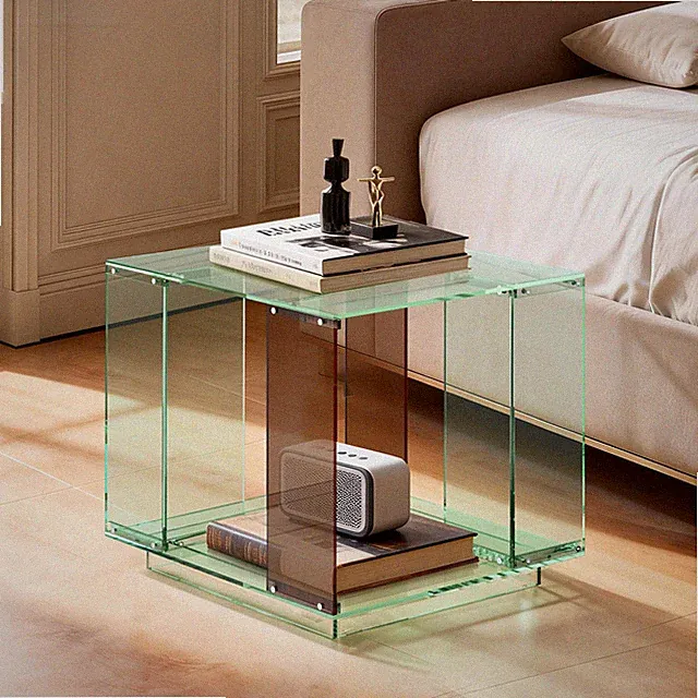 Acryl Beistelltisch transparent offen Regal Plexiglas Sofatisch Glas Grün