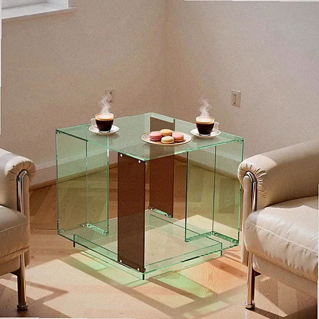 Acryl Beistelltisch Transparenter Couchtisch Offene Lagerung für Wohnzimmer
