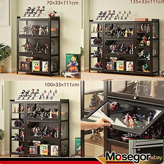 Acryl Vitrinenschrank Schwarz Hochschrank Vitrine Sammlervitrine für Wohnzimmer