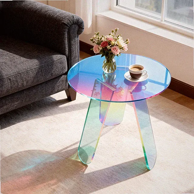 Acrylglas Beistelltisch Sofatisch Rund 46cm Transparent Kaffeetisch Modern