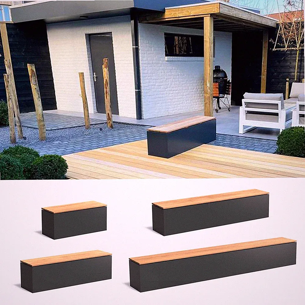 ADEZZ Sockel mit Sitz in Aluminium Gartenbank Bank Sitzbank