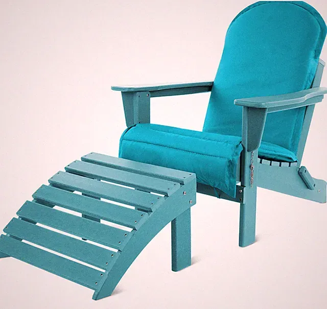 Adirondack Gartenstuhl klappbar mit Fußstütze mit Auflage recycelter Kunststoff