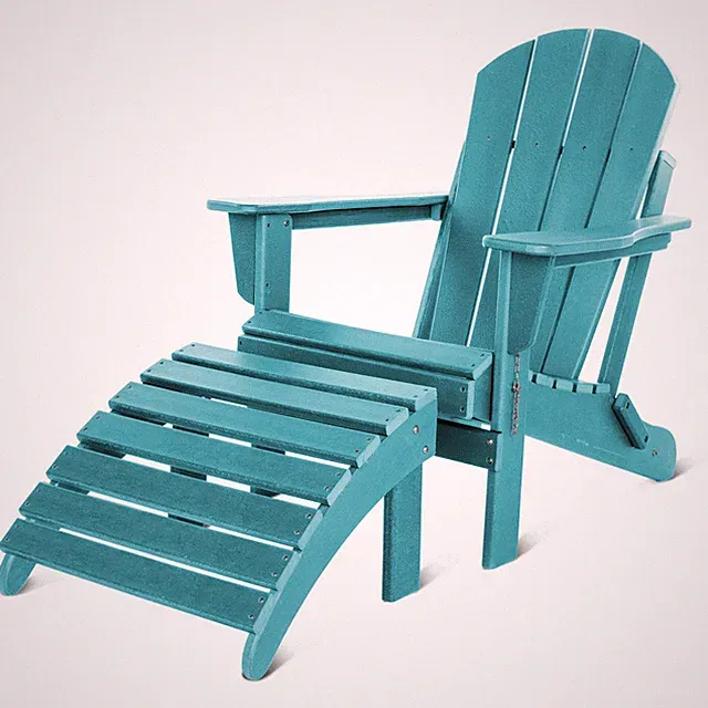 Adirondack Gartenstuhl klappbar mit Fußstütze recycelter Kunststoff wetterfest