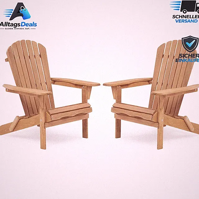 Adirondack Stuhl 2er-Set Wetterfest Ergonomisch Holz Garten Terrasse Balkon