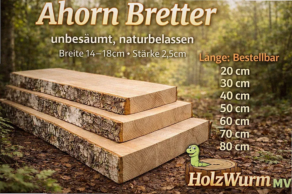 🪵 Ahornbretter / Ahornholz Bretter – 2,5 cm stark – DIY Möbel, Regale, Wanddeko