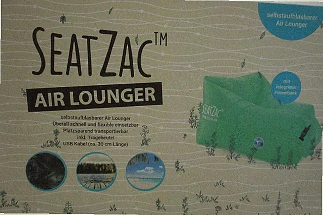 Air Lounger SEATZAC integrierter Powerbank Sitzsack selbstaufblasbar grün