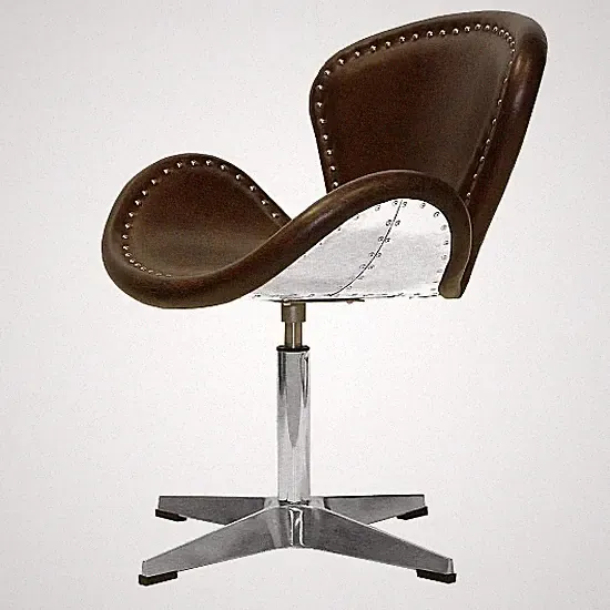 Aircraft Leder Sessel Wohnzimmer Drehsessel Braun Drehstuhl Loft Stuhl Drehbar