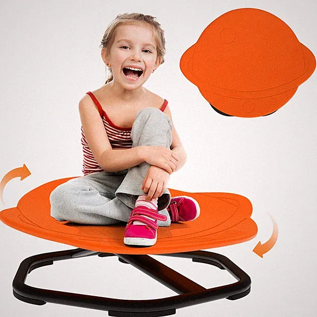 AIYAPLAY Kinderdrehstuhl in Planetenform, sensorischer Spinnstuhl, orange